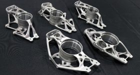 The final 3D printed wheel carriers. Photo via Eplus 3D.