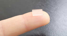 Scientists at Stanford University and UNC use 3D printing to create a microneedle vaccine patch. Photo via UNC.