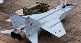 俄罗斯空军Mikoyan-Gurevich MiG-31 fighter jet.