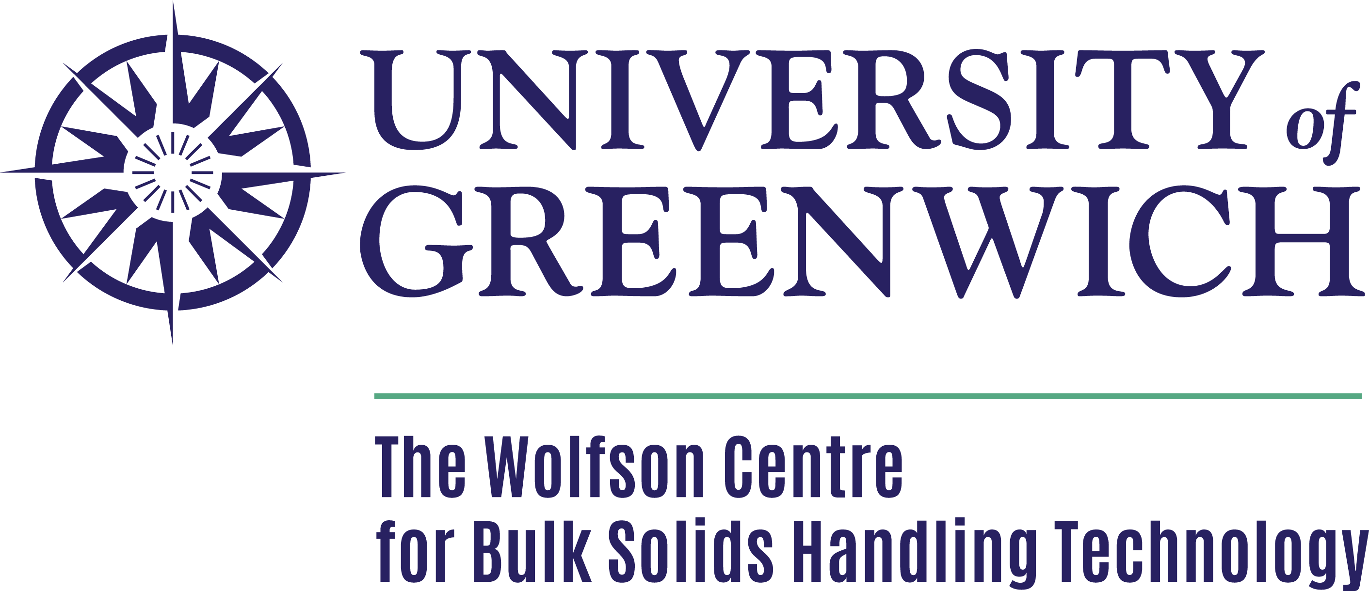 格林威治大学徽标的沃尔夫森散装固体中心处理。
