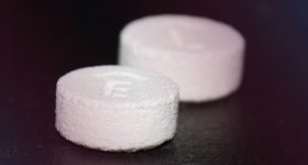 Spritam, the world's frist FDA approved 3D printed drug is marketed by Aprecia Pharmaceuticals. Used to treat the onset of seizures, the 3D printed pills have a higher porosity than the traditioanlly manufactured equivalent, meaning they dissolve and act faster in the body. Photo via Aprecia