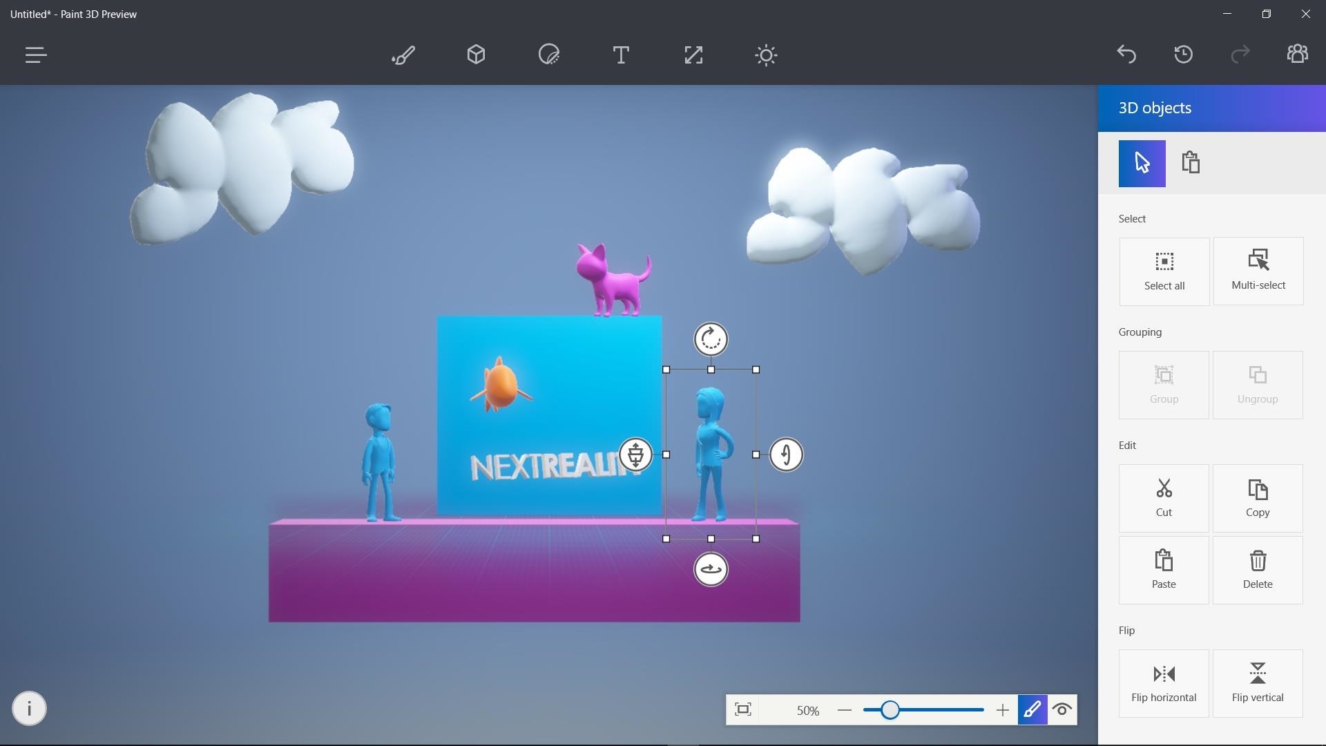 在Microsoft Paint 3D中编辑3D对象。通过NextReality形象。