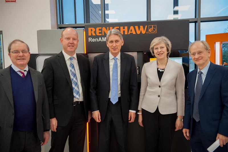 Theresa May and the Chancellor of the Exchequer at Renishaw HQ in Gloucestershire. Photo via: machinery.co.uk