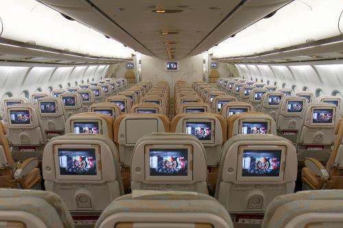Etihad Airways座位带有监视器位置，现在可以用3D打印零件代替。konstantin von wedelstaedt摄