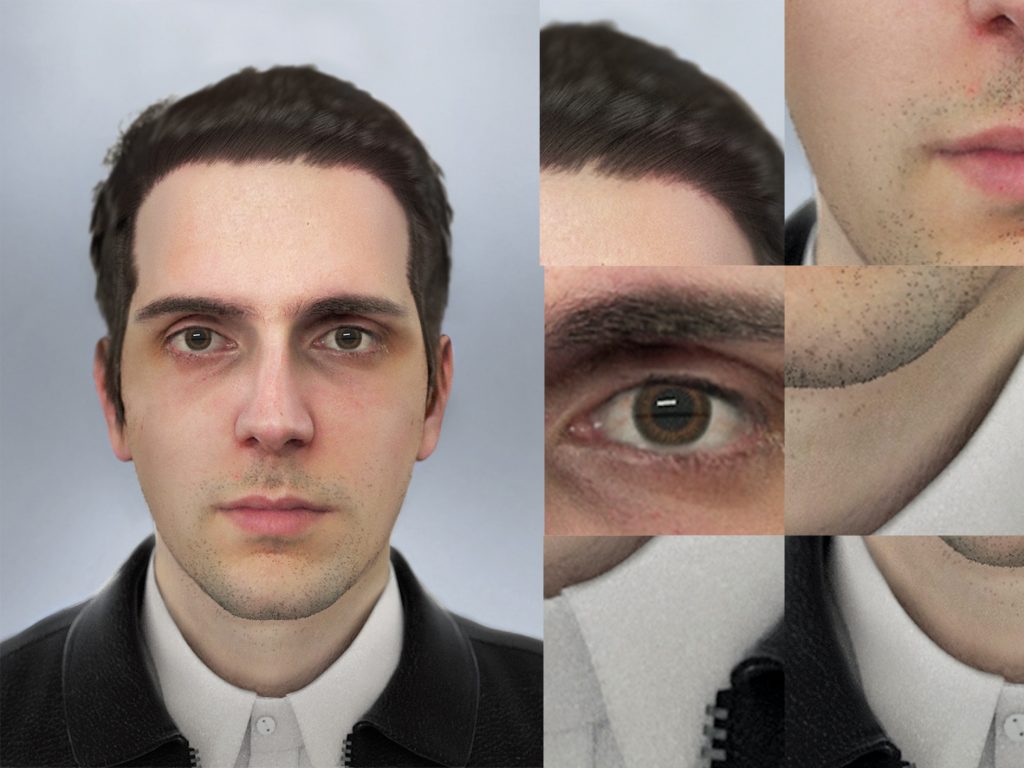 Fabre的脸部面孔3D模型和告诉它的细节数字化。图片通过RaphaëlFabre