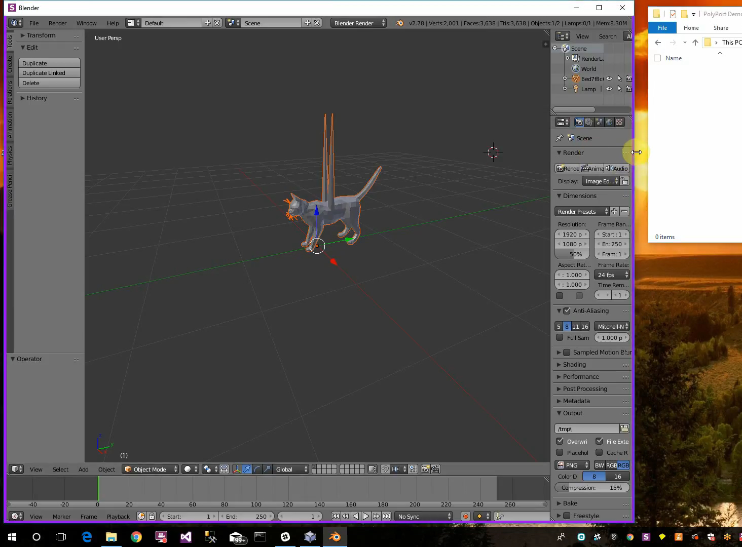 Viewing a model in Blender, the purple border means that Blender is running through PolyPort's encrypted sandbox. Image via PolyPort.