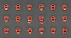 Link先生的不同面孔和情绪是3D印刷的Fraunhofer IGD专利的墨鱼技术。照片通过Laika。