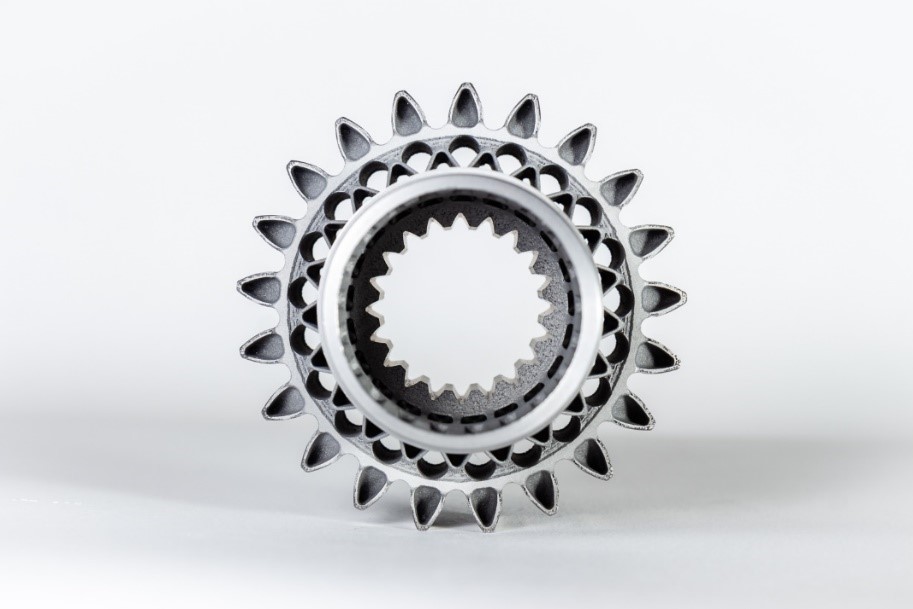 由BMT Aerospace和Carpenter Technology设计和制造的金属3D打印小齿轮。图像通过木匠技术。