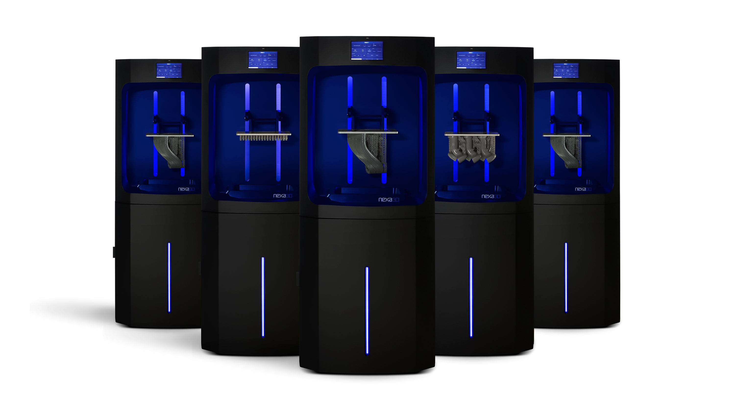 一组NXE400 3D打印机。雷电竞app下载通过nexa3d摄影。