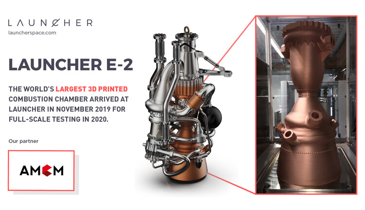 具有最大3D印刷燃烧室的E-2火箭发动机。通过发射器图像。