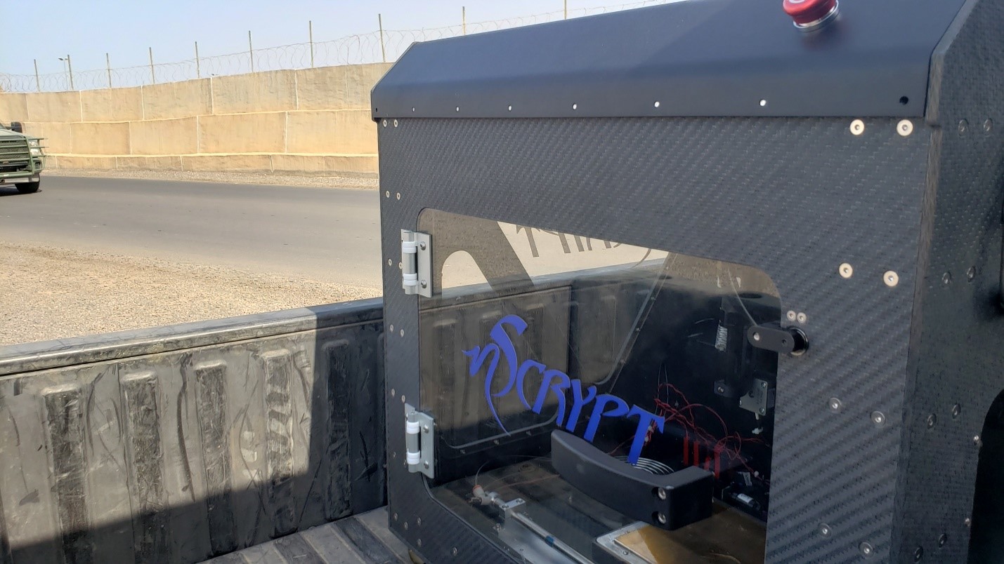 The nRugged FiT system on the back of a truck. Photo via nScrypt.