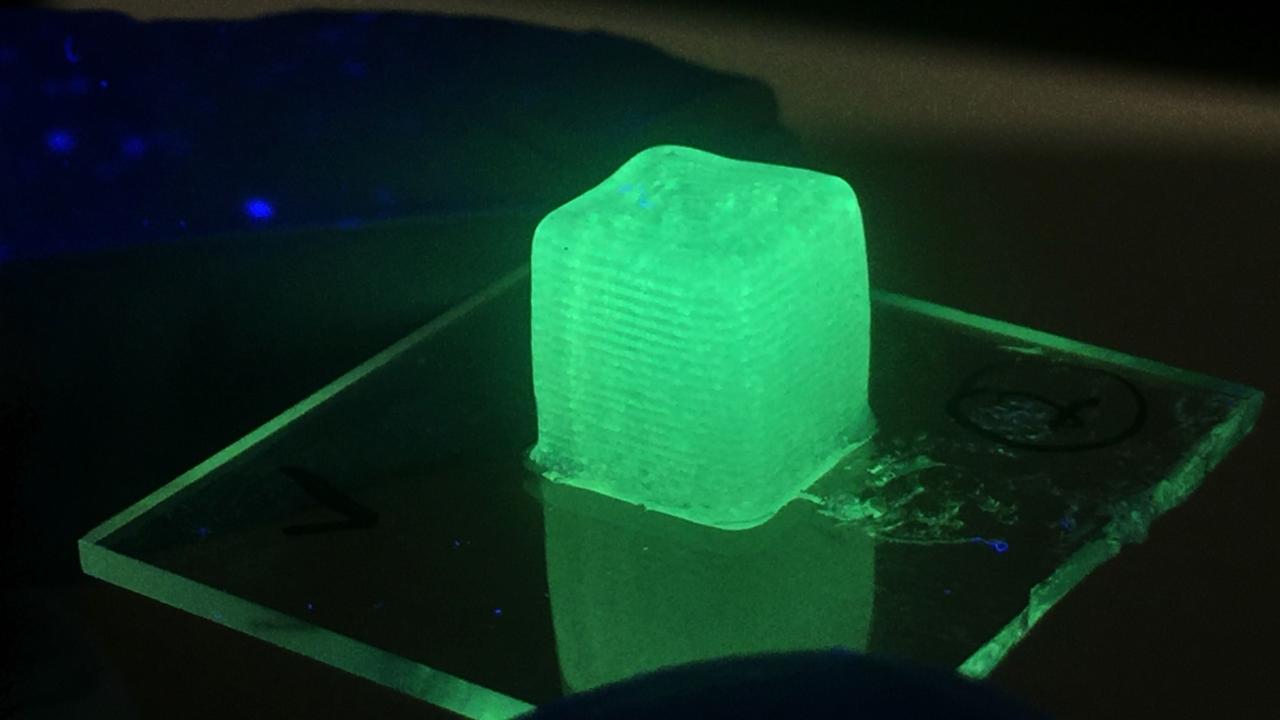 Material printed with the Wan Lab's new droplet-based 3D printing method. Photo via Jiandi Wan.