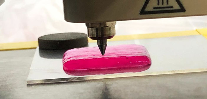 Meatech3D bioprinting a slab of real meat. Photo via MeaTech.
