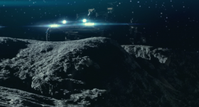洛克希德·马丁公司人工智能驱动月球车的效果图。