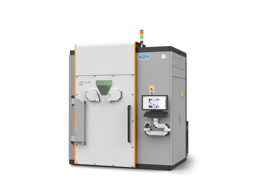 两射线DMP Flex 350双重加速生产吞吐量，在提供高零件质量和可重复性的同时，将构建时间降低了50％。通过3D系统照片。