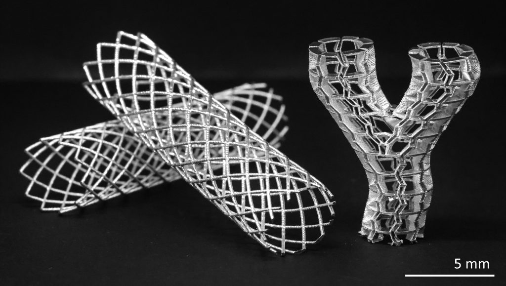 冠状动脉支架3D的例子是由科学家部分碳化材料印刷的。通过Cityu的James Utama Surjadi等人的照片。