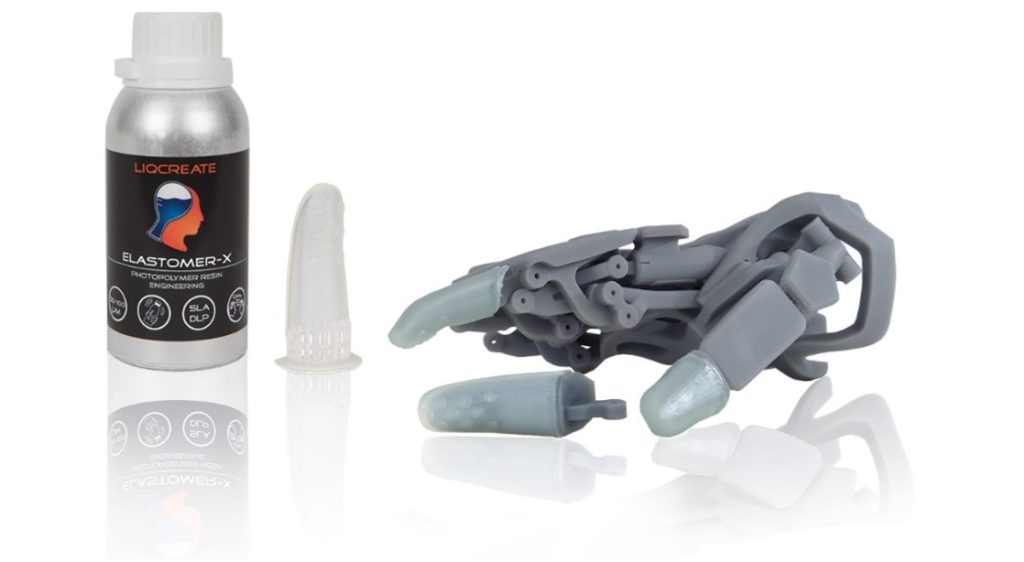 机器人手指3D从Liqcreate的弹性体-X树脂印刷。图片通过liqcreate。